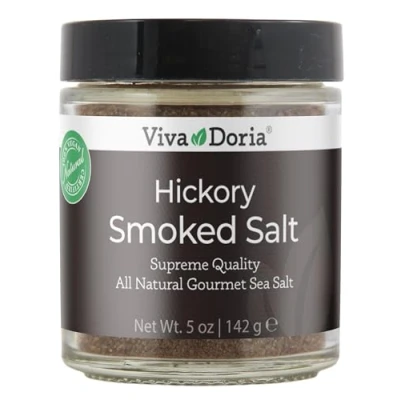 Image of Viva Doria Hickory Smoked Sea Salt, Fine Grain, Hickorywood Salt , 5 oz (141g)