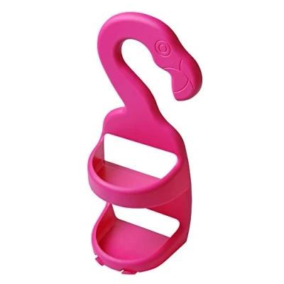 Image of FACKELMANN Flamingo Shower Shelf, Shelf for Hanging, Set with Two Shelves, Practical Basket without Holes, Wall Bathroom Accessories (Colour: Pink), Quantity: 1 Piece