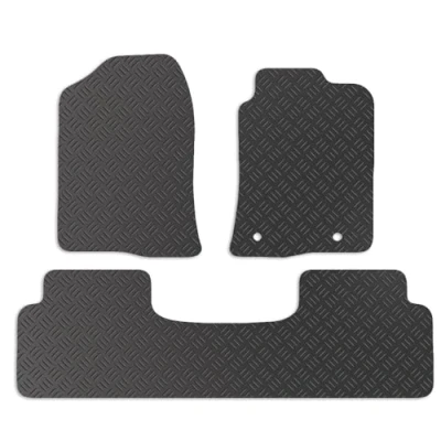 Image of Carsio Rubber Car Mats For Toyota Avensis Taxi 2003 2009 (two fixings) Tailored Fit Floor Mat Set Complete Accessory Black Custom Fitted All Weather &amp; Heavy Duty, Anti Slip Backing with Clips