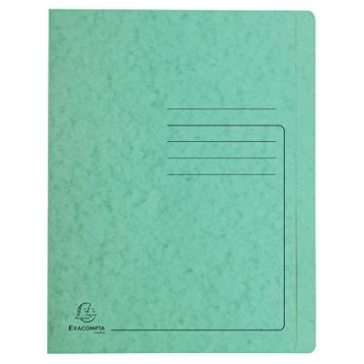 Image of Exacompta Ref 39993E Flat Bar File Suitable for A4 Documents, Pre Printed Cover, 355gsm Heavyweight Mottled Pressboard, 30mm Spine, Metal Spring Mechanism Green