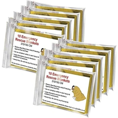 Image of Bramble Foil Emergency Blankets 210 x 160cm Large Multi Purpose Insulated Individually Packed (50 Pack)