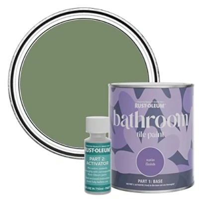 Image of Rust Oleum Green Water Resistant Bathroom Tile Paint in Satin Finish All 750ml