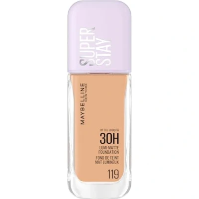 Image of Maybelline New York Super Stay up to 30H Lumi Matte Foundation, Medium Full Coverage, Vegan Formula*, Amino Acids, Niacinamide, Vitamin E Shade 119