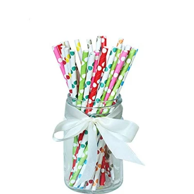 Image of 100pcs Rainbow Paper Straws, Biodegradable Colorful Drinking Straws For Juices, Shakes, Christmas Party Supplies Decorations Birthday, Wedding