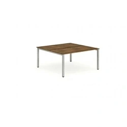 Image of Evolve B2B Silver Frame Bench Desk 1200 Walnut (2 Pod) BE177