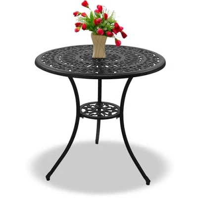 Image of Centurion Supports POSITANO Garden &amp; Patio Black Cast Aluminium Bistro Table