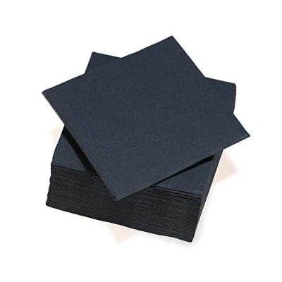 Image of Le Nappage Tex Touch Paper Napkins Black Colour FSC® Certified Recyclable and Biodegradable Set of 40 Large Sized Table 38 x cm