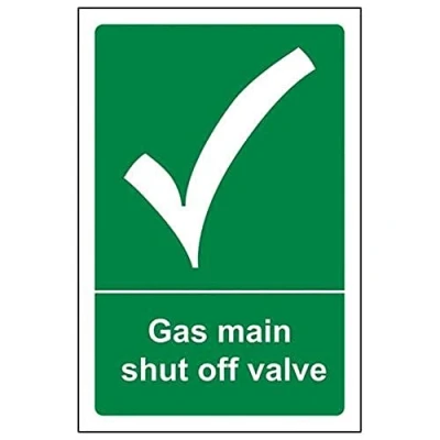 Image of V Safety Gas Shut Off Control Valve Sign 100mm x 150mm 1mm Rigid Plastic