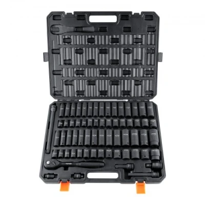 Image of VEVOR 1/2&quot; Drive Impact Socket Set, 65 Piece Set SAE 3/8&quot; to 1 1/4&quot; and Metric 10 24mm, 6 Point Cr V Alloy Steel for Auto Repair, Easy Read Size Markings, Rugged Construction, Storage Case