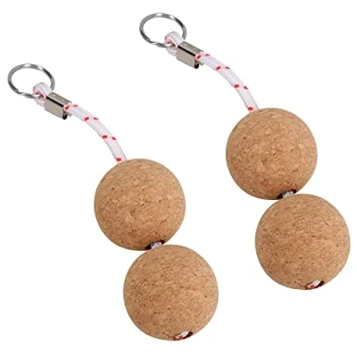 Image of AB Tools 2 PACK 52mm Floating Cork Twin Ball Keyring Key Float Boat Sailing Buoyant Ring