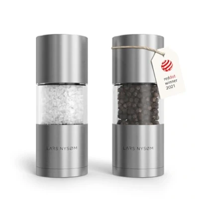 Image of LARS NYSØM Salt and Pepper Grinder Set I Mills with Adjustable Ceramic 2 Pieces Manual Design Spice (Stainless Steel)