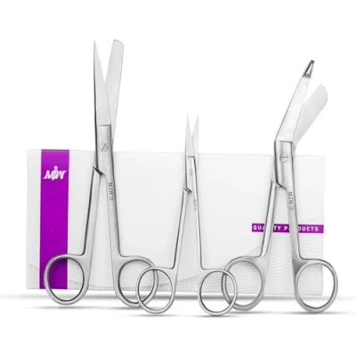 Image of MJW 3Pcs Set of Stainless Steel Nursing First Aid Scissors Dressing Scissor Veterinary Tools Used in Office and Home for Multi Purpose