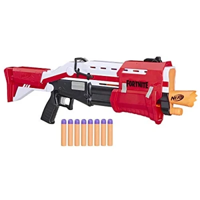 Image of Nerf Fortnite TS Blaster Pump Action Dart Blaster, 8 Official Mega Darts, Storage Stock For Youth, Teens, Adults, Red