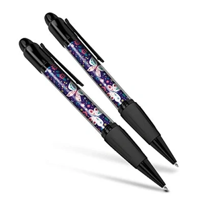 Image of Destination Vinyl ltd Beautiful and comfortable Set of 2 Matching Pens Purple Butterfly Pattern Fun #2421