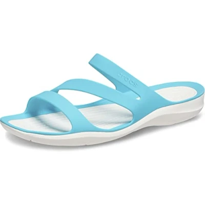 Image of Crocs Women&#039;s Swiftwater Sandal W, White/Digital Aqua, 2 UK