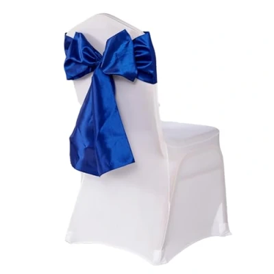 Image of Taffeta Sashes Wedding Chair Covers Royal Blue Bows Chairs Decoration Party UK Vibrant Solid Colours (Royal Blue, 10 PCS)