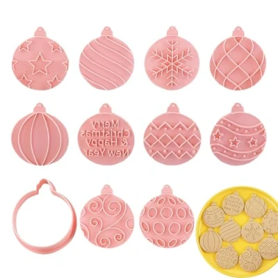 Image of Neamou Christmas Cookie Cutters,Holiday Cartoon Light Bulb Press Mold 10x Ornament Cutters Biscuit Mold, Shapes for Holiday Baking Supplies