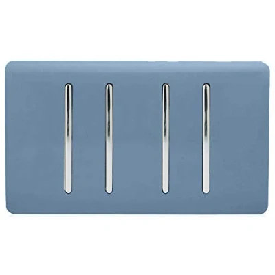 Image of Trendi 4 Gang (2 Way &amp; 3xIntermediate) Glossy 10 Amp Rocker Light Switch Sky