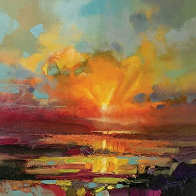 Image of The Art Group Scott Naismith (Optimism Sunrise Study) Canvas Print 85 x 85cm, Wood, Multi Colour, 1.3 cm