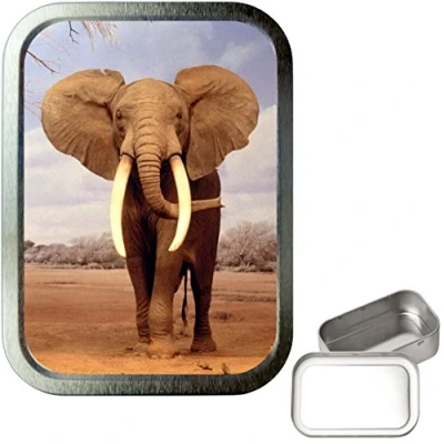 Image of TEEZ Grey Elephant 2oz Silver Tobacco Tin, Baccy Smoking Tin