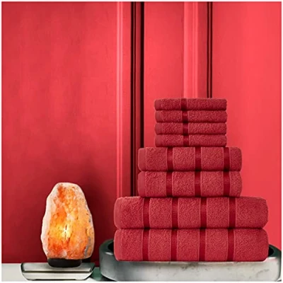 Image of GC GAVENO CAVAILIA Luxury Quick Dry Bath Sheet, 100% Egyptian Cotton Highly Absorbent Bathroom Towel Set, Boston, Red