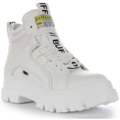 Image of Buffalo Vegan Aspha MID Hightop trainers, Size: 7, White High quality imitation leather