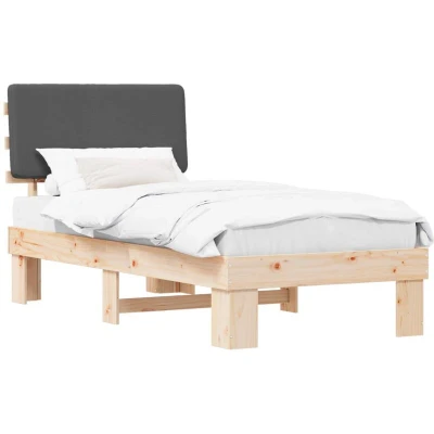 Image of vidaXL Bed Frame with Upholstered Headboard Dark Grey 100 x 200 cm