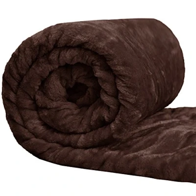 Image of Comfy Nights Soft Luxury Fake Faux Fur Mink Throw Sofa Bed Blanket (Large (200x150cm), Chocolate)