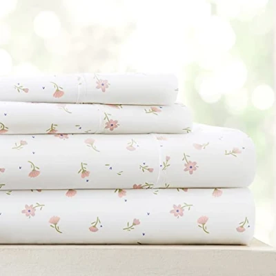 Image of Linen Market 4 Piece Queen Sheets Set (Pink Floral) Sleep Better Than Ever with These Ultra Soft &amp; Cooling Bed for Your Size Deep Pocket Fits 16&quot; Mattress