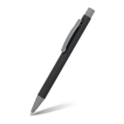 Image of Online soft Metal ballpoint pen, Pure Black, retractable ball aluminum, replaceable refill, touch feeling, premium writing experience with black colour, durable design colour