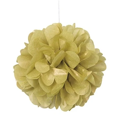 Image of Gold Mini Puff Tissue Hanging Decorations (22cm) Set of 3 Fluffy Charms for Parties, Events, and Home Decor