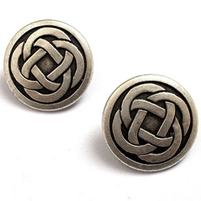 Image of Celtic Knot Round Silver Colour Shank Buttons Pack of 2 (15mm)