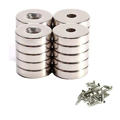 Image of Neodymium Disc Countersunk hole Magnets,JUNAN 20 Pack 10mm x3mm 3mm Strong Permanent Rare Earth Magnets with Screws…