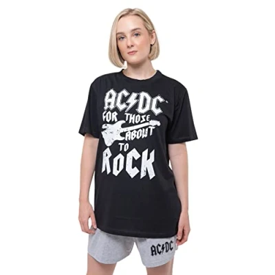 Image of AC/DC Pyjamas for Those About to Rock Guitar Band Logo Official Black Unisex L