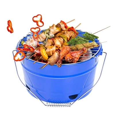 Image of Uten Portable BBQ Grill, Premium Charcoal Grill Table Stainless Steel Barbecue for Outdoor Camping Blue
