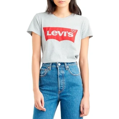 Image of Levi&#039;s Women&#039;s The Perfect Tee Large Batwing Logo T Shirt, Starstruck Heather Grey, XXS