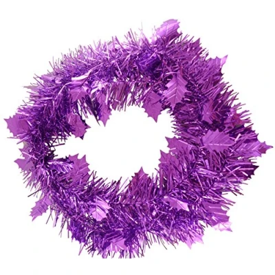Image of Toyland® 2.4 Metre Length (8FT) Holly Leaf Tinsel Garland In Purple