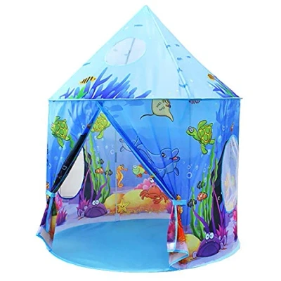Image of Benebomo kids tent,Play tents,Blue ocean castle children&#039;s tent,Tent for kids,Play tent house,Baby house,Infant play house garden tent,with a carrying bag,Best gift