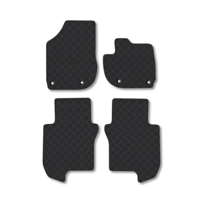 Image of Rubber Car Mats Compatible with Honda Jazz (2020 ) [Manual] Tailored Fit Floor Set Accessory Black Custom 4 Pieces Clips Anti Slip Backing, Heavy Duty &amp; Waterproof