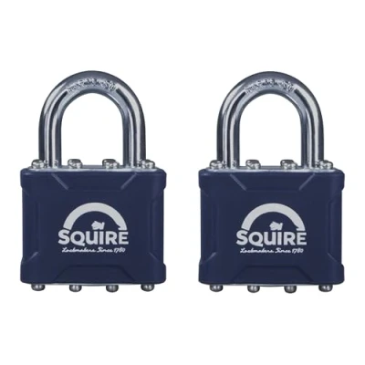 Image of Squire 35T Henry Stronglock Open Shackle Double Locking Keyed Padlock Twin Pack, Blue, One Size