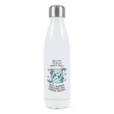 Image of Pisces Horoscope Double Wall Water Bottle Insulated Stainless Steel Sports Drinks 500ml White