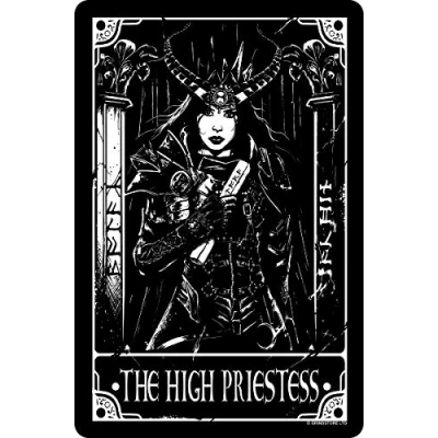 Image of Deadly Tarot The High Priestess Small Tin Sign Black 10 x 15cm