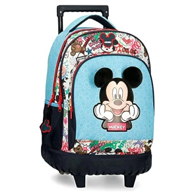 Image of Disney Mickey Be Cool Compact Backpack 2 Wheels Blue 32x43x21 cms Polyester 28,9L