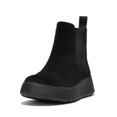 Image of Fitflop F MODE SUEDE FLATFORM Ladies Chelsea Boots Black