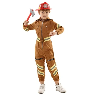 Image of Forever Young Kids Children&#039;s Fireman Fire Fighter Uniform Fancy Dress Costume (5 7 years)