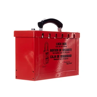 Image of Master Lock 498A Latch Tight Portable Group Lockout Box, Red, 25.9 cm x 23.4 10.7