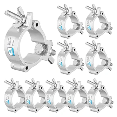Image of Truss Clamp Stage Lights Clamp, 10PCS WorldLite TUV Premium 50mm / 2 Inch Lighting O Clamps, Fit for 48 52mm OD Tubes, 100KG Load Capacity LED PAR Light Moving Head Hooks