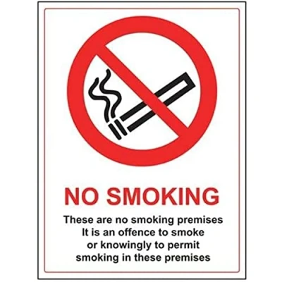 Image of V Safety These Are No Smoking Premises Prohibition Sign 300mm x 400mm Self Adhesive Vinyl