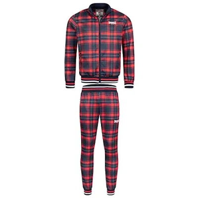 Image of Lonsdale Men&#039;s Wickstone Tracksuit, red/Blue, XXXL