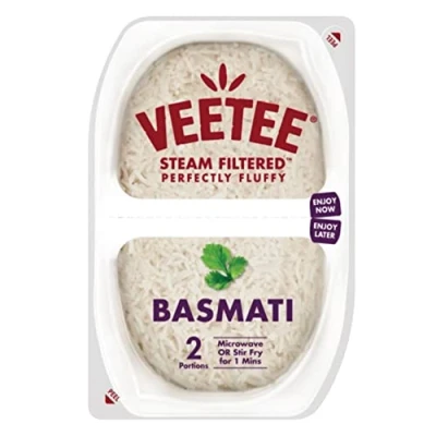 Image of VEETEE Microwavable Basmati Rice Twin Pot, Quick Cook Cupboard Food, Low Sodium, Wheat Free, No Artificial Colours, Flavours or Preservatives, 250 g (Pack of 6)